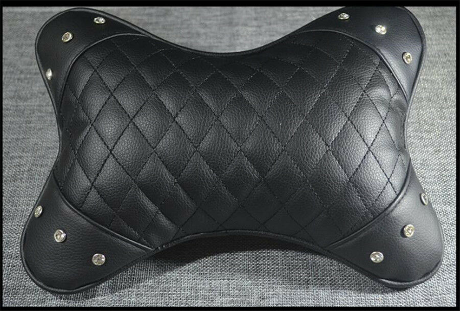 2X Car Headrest Pillow PU Leather Fashion Car Neck Pillow Car Headrest Cushion