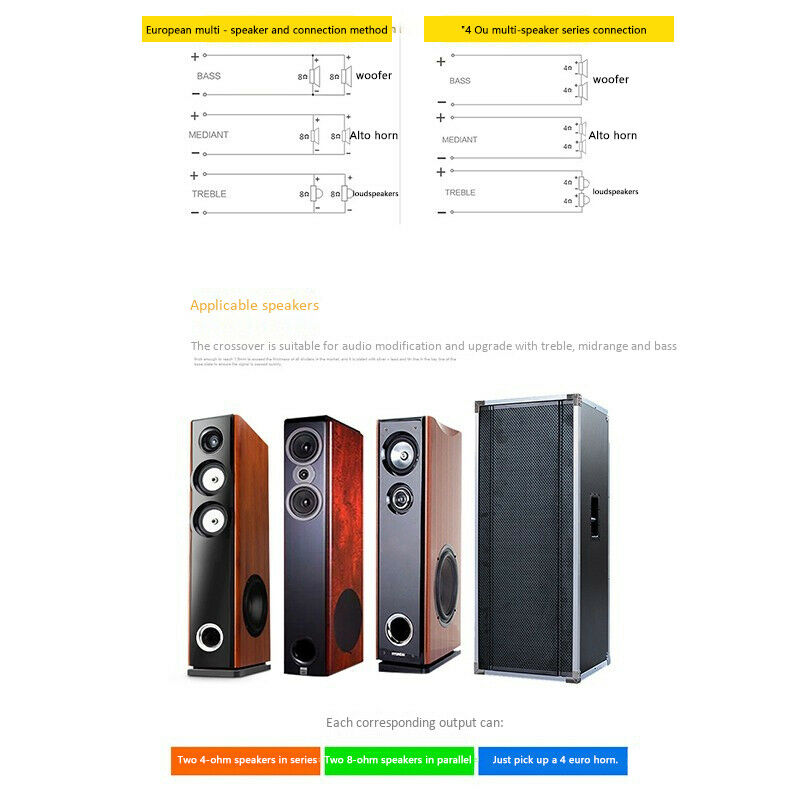2 x 300W 3 Way High-Low 4-8 Ohm Speaker Frequency Divider Loudspeaker CrossoX1I1