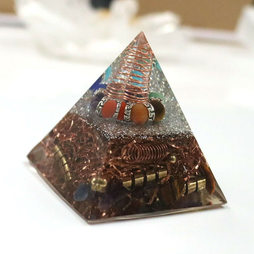 Orgone Crystal Epoxy Pyramid Reiki Healing Positive Energy Generator Ornament