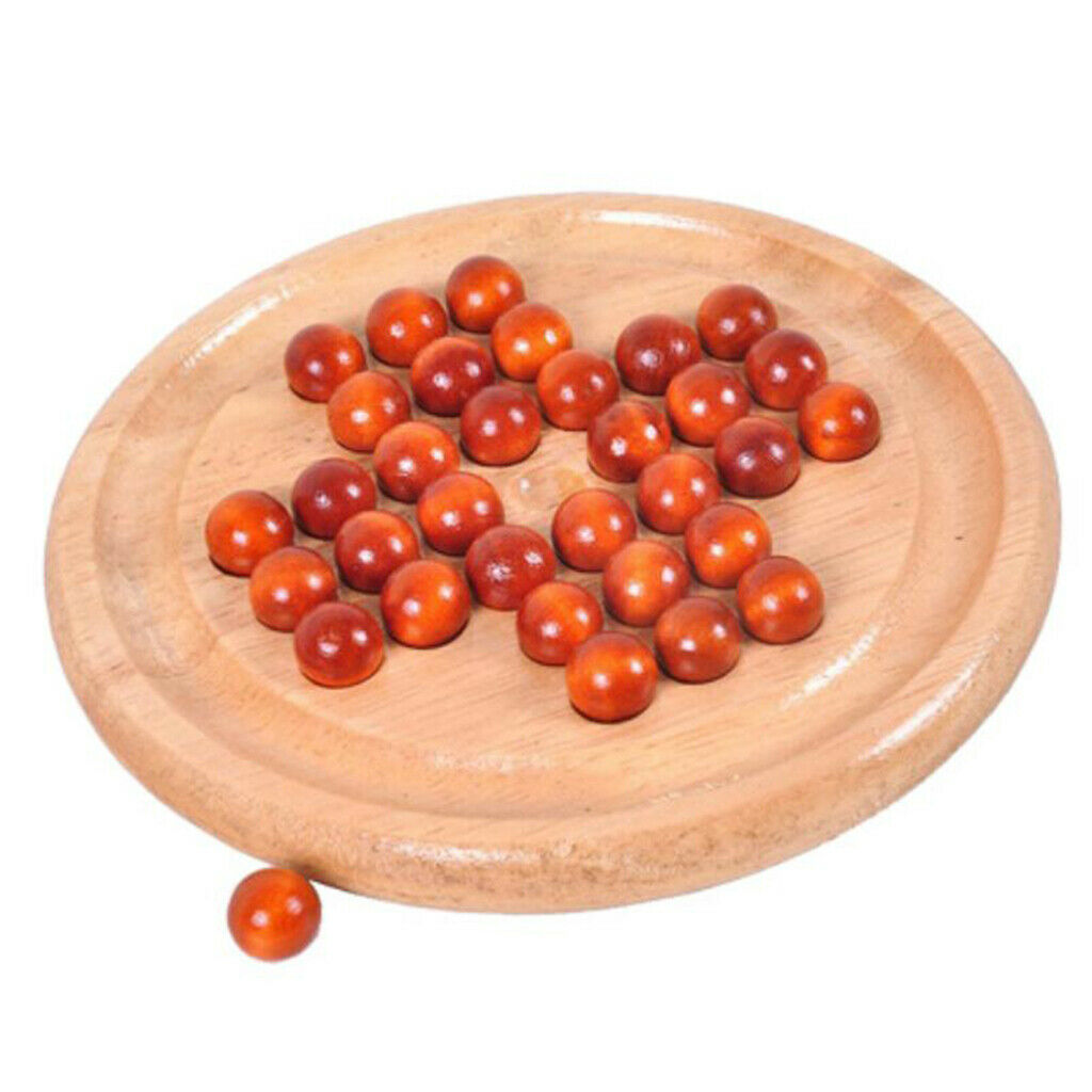 Handmade Wooden Solitaire Board Game 1 or 2 Player Activity for Kids Adults