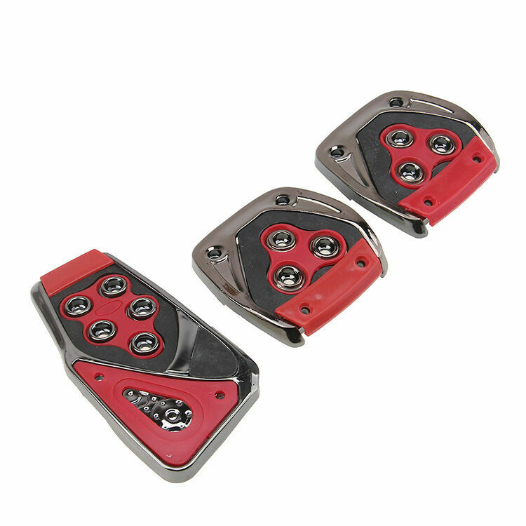 3Pcs Red Black Manual Car Brake Gas Clutch Racing Pedal Pads Cover With Screws