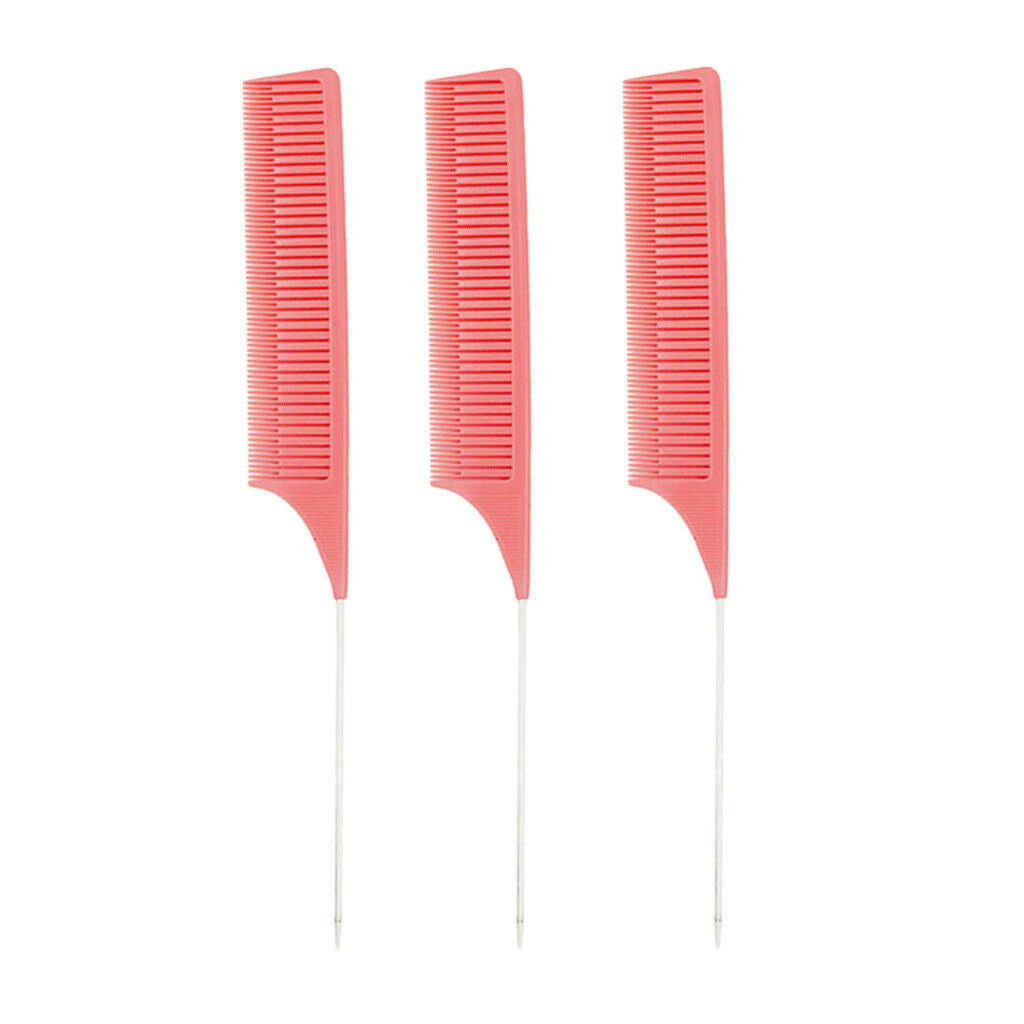 3x ABS One-way Weave Highlighting Foiling Combs Salon Dyeing Comb Pink