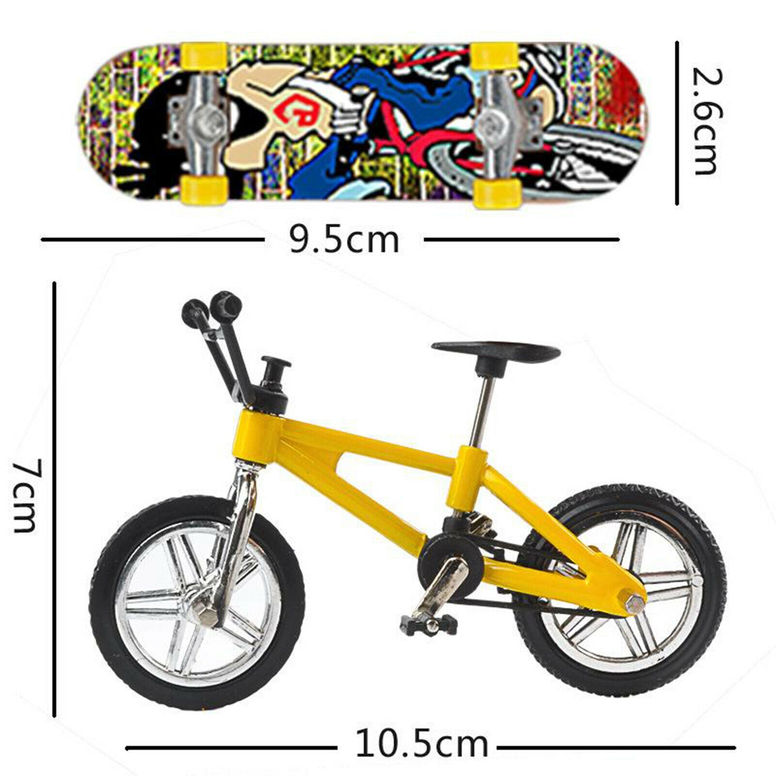 Alloy and Plastic Finger Toys Set 1:18 Skateboard Bike Scooter Swing Board with