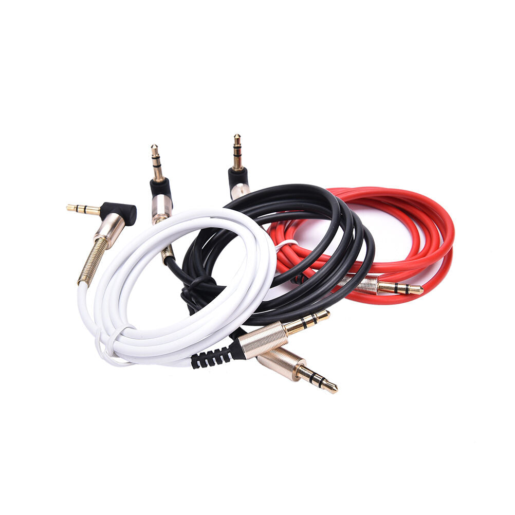 Right Angle Stereo 3.5mm Male to Male Audio AUX Earphone Extension Cable .l8