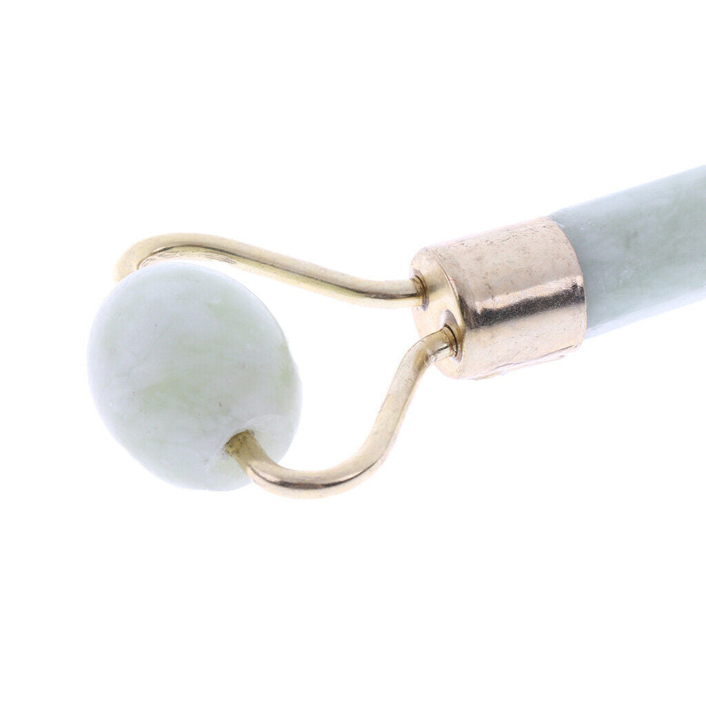Women Home SPA Double Head Natural Jade Stone Facial Massage Roller Face Neck