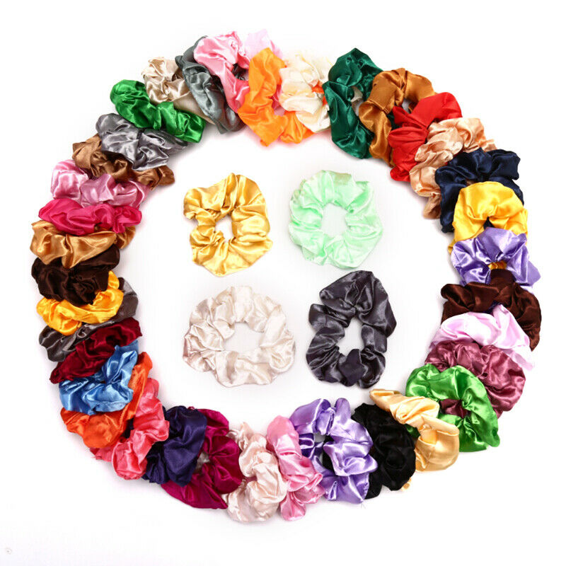 40 Pcs Hair Silk Scrunchies Satin Elastic Hair Bands Hair Ties Ropes Hair _A FG