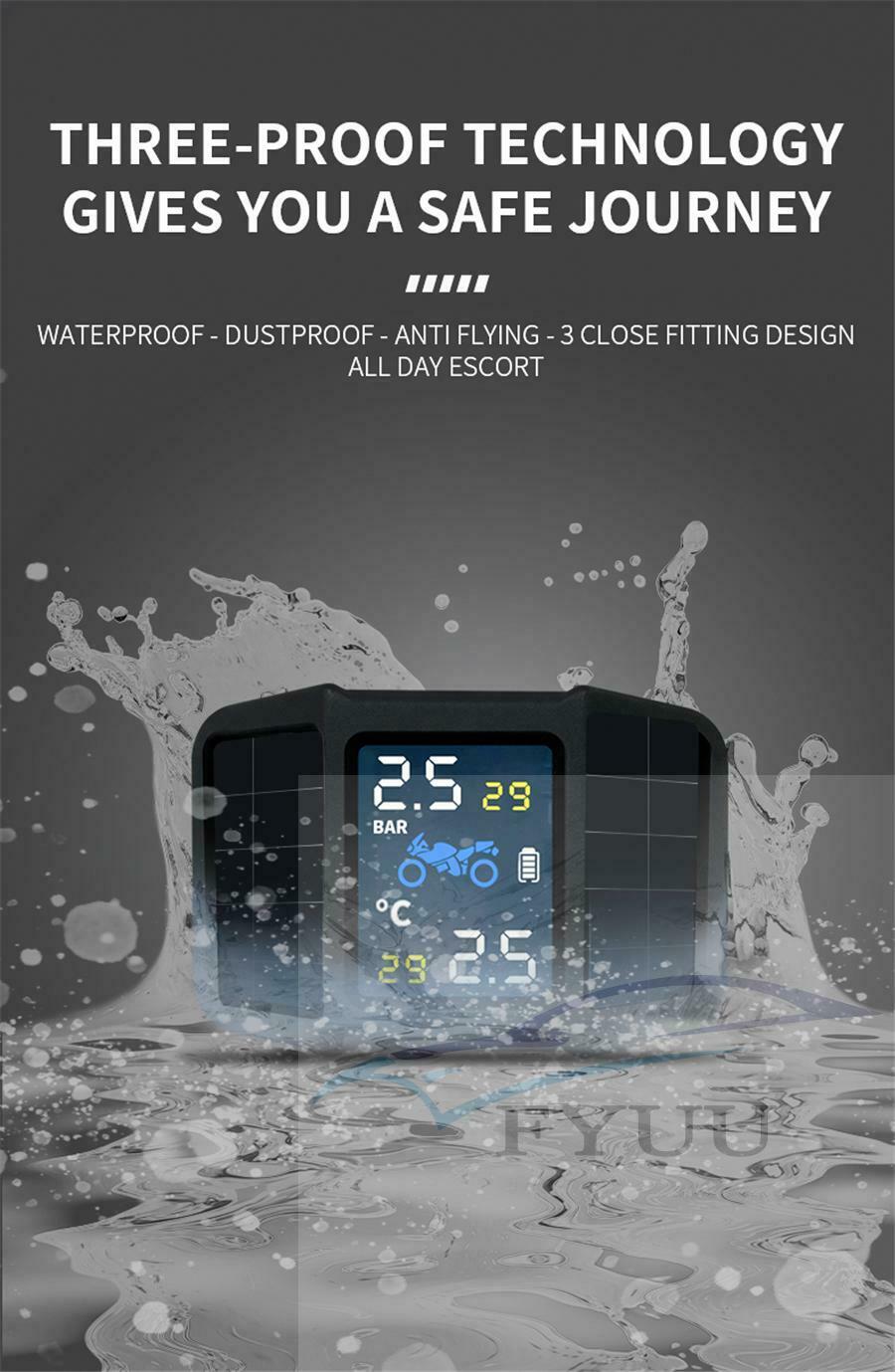 Solar Waterproof TPMS Motorcycle Real Time Tire Pressure Monitoring System