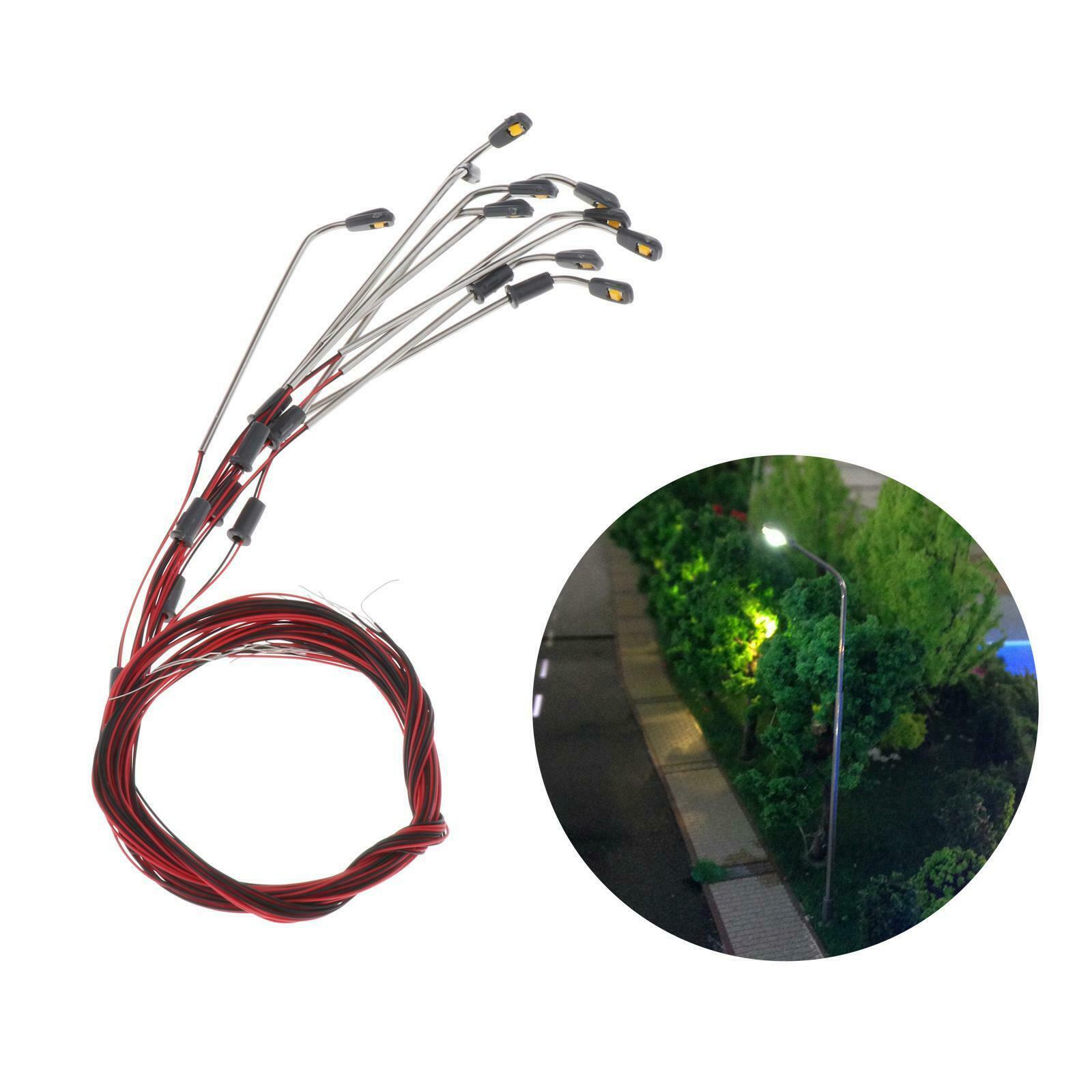 10pcs Railway LED Light Garden Street Micro Landscape Lamppost 1:300 Scale