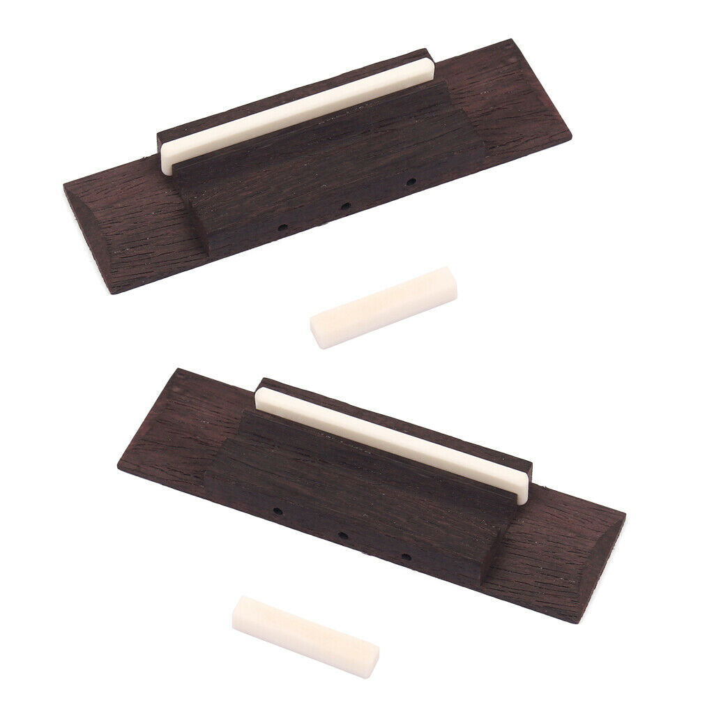 2 Pieces Rosewood Bridge With Bone Saddle and nut for 3 String CIGAR Guitar