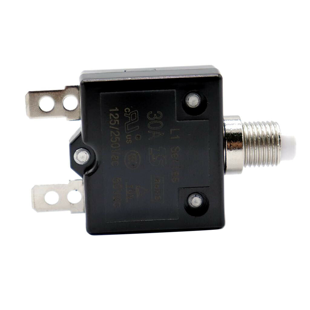 2x 15A/30A Push Button Reset Circuit Breaker, DC 50V AC 125/250V Thermal
