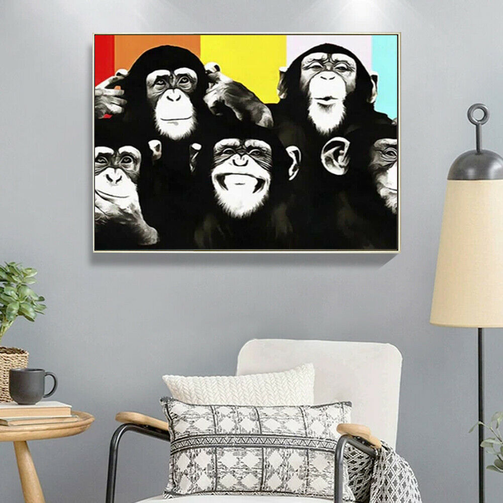 Gorilla Animal Oil Painting By Numbers Canvas Wall Drawing Kit DIY Home Art @