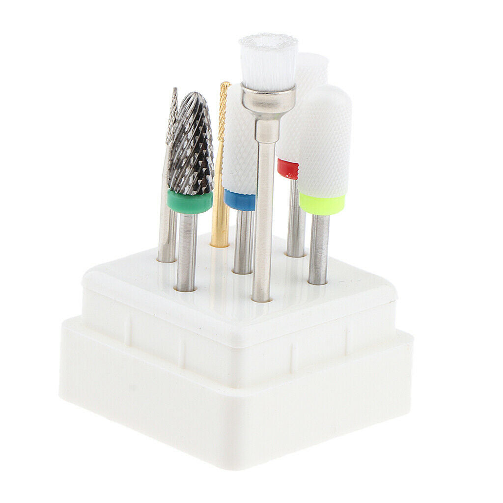7x Ceramic Nail Drill Bits Polishing Head Tool Set for Electric Nail Machine