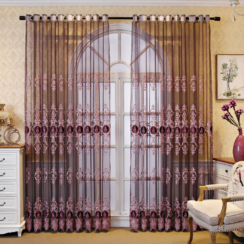 European Tulle Curtain Fabric Semi-finished Lace Embroidered Sheer Drape Luxury