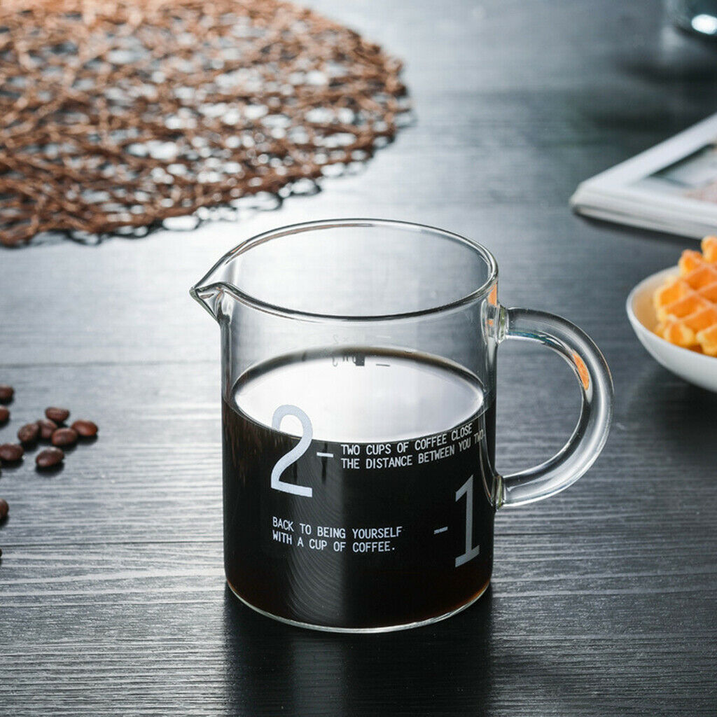 400ml Transparent Glass Coffee Mugs Measured Insulated Tea Cups with Handle