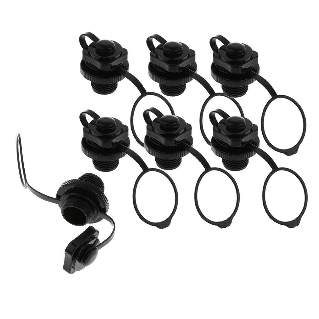 7x Replacement Air Valve Caps For Inflatable Boat Raft Airbed Blocker Black
