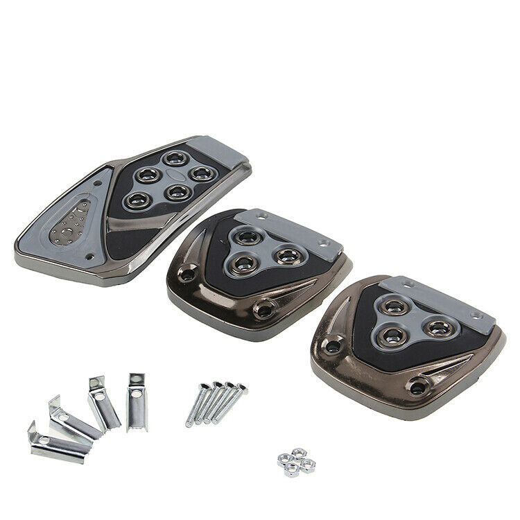 Grey Metal Speed Sporty Non-Slip Manual MT Gas Brake Foot Pedal Pad Cover Car