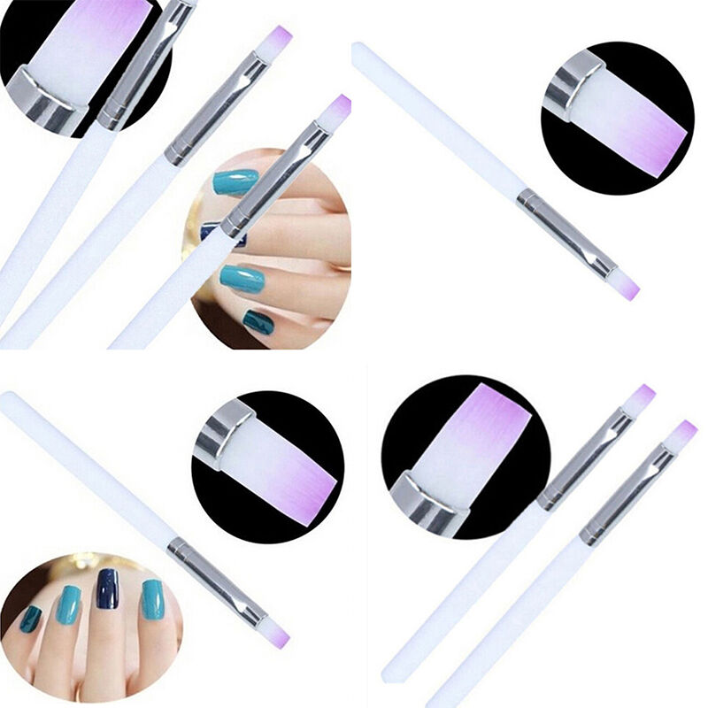 2X Acrylic UV Gel Nail Art Design Pen Polish Painting Brush Manicure Tools y Kt