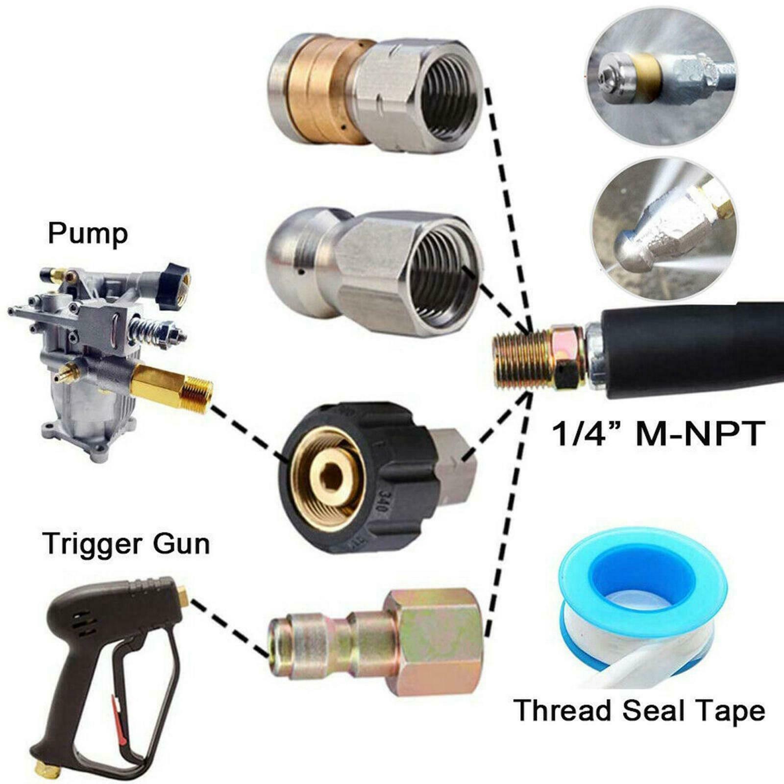 Sewer Jetter Kit for Pressure Washer 49FT Cleaner Hose 5800PSI NPT 1/4'' Hose