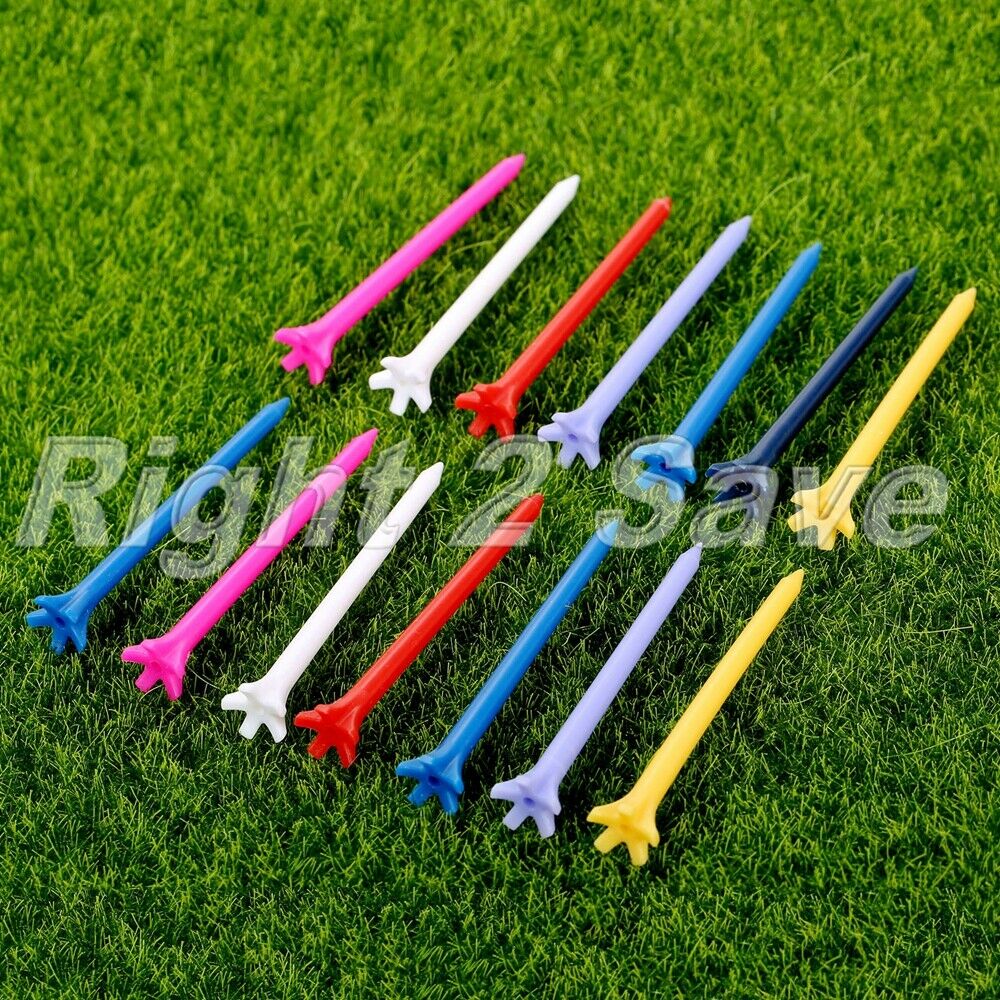 100Pcs 70mm Zero Friction 5 Prong Assorted Color Plastic Golf Tees Tool Practice
