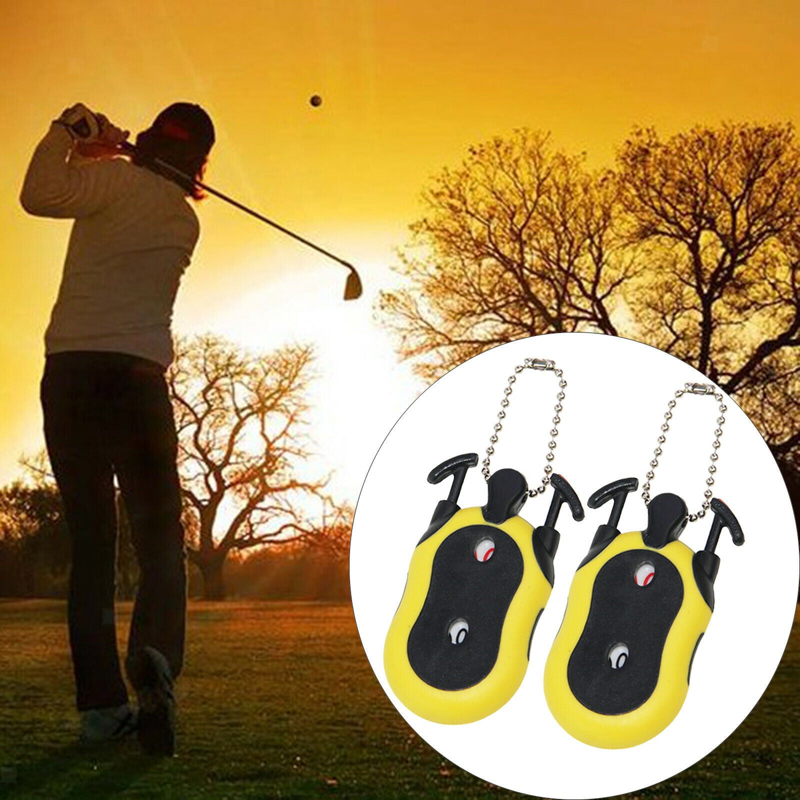 Golf Score Counter Double Dial Tally Keeper Scorer Scoring Indicator Yellow