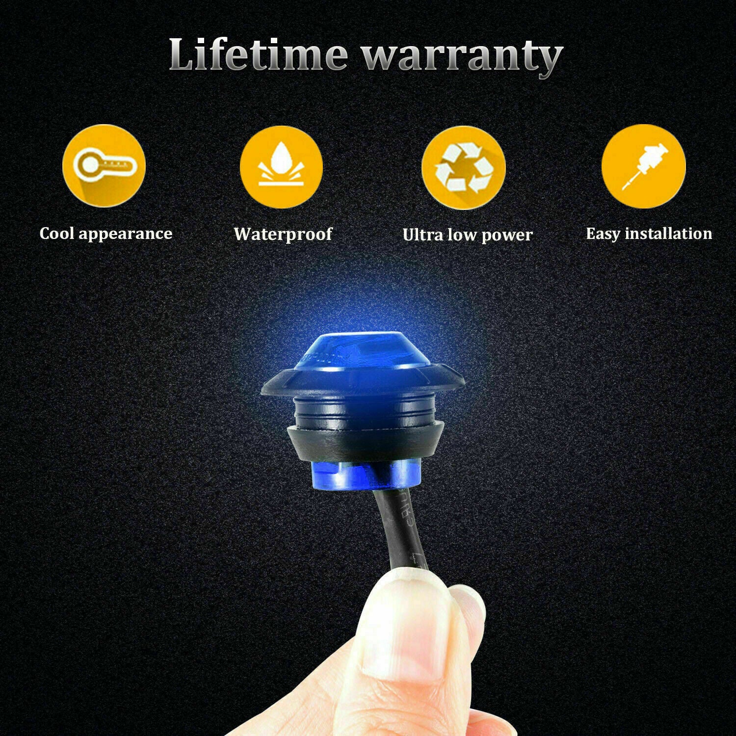 20X 3/4" Round Blue LED Side Marker Clearance Bullet Lights for Truck Trailer