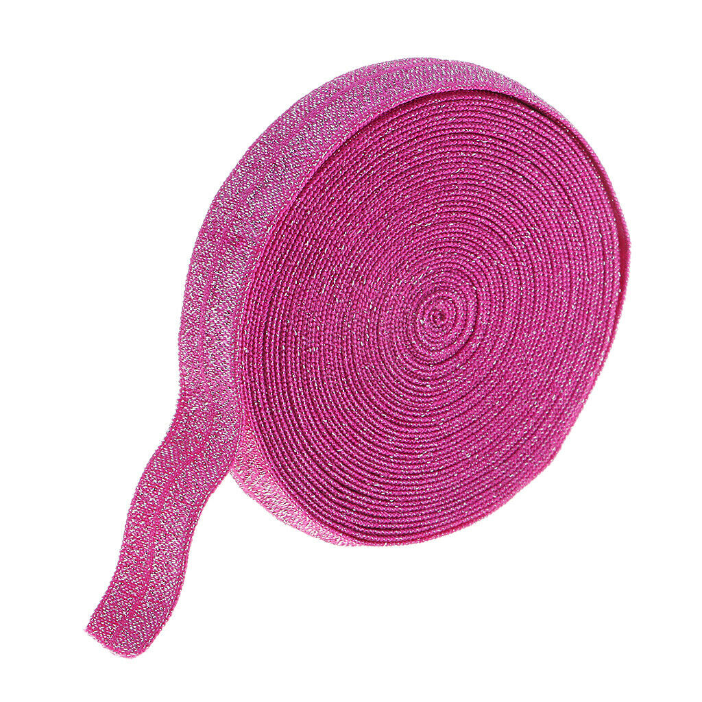 2 Pieces 5 Yards Bling Cotton Fold Over Sewing Elastic Band Rose Red + Pink