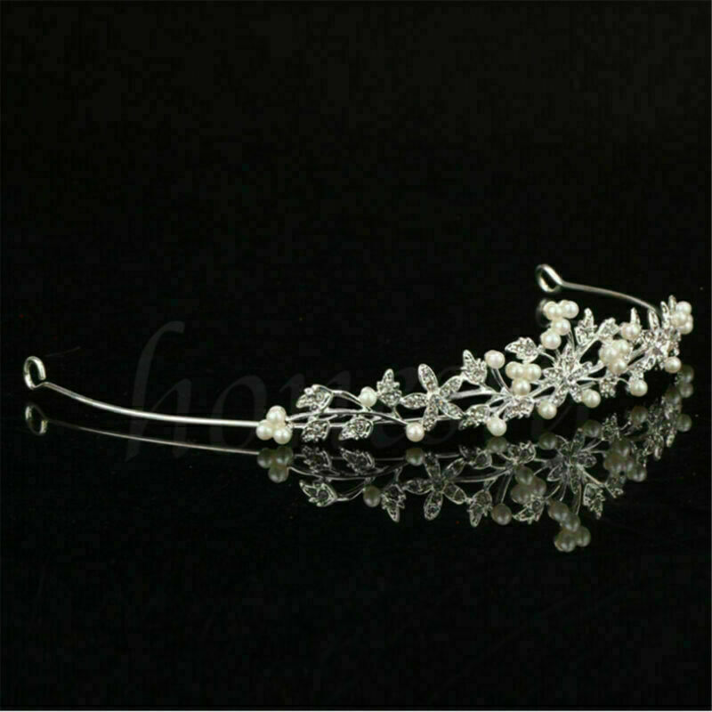 2x Princess Wedding Bridal Prom Rhinestone Crystal Flower Hair Tiara Headband