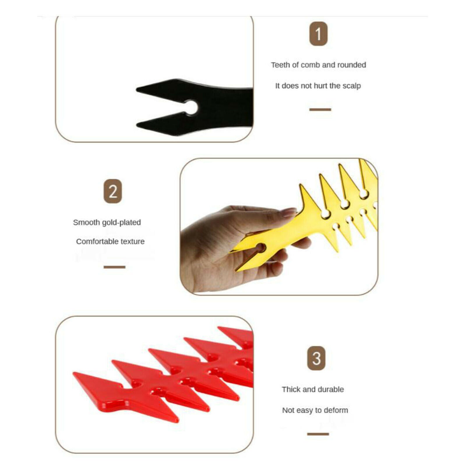 Men's Oil Head Comb Wide Fork Comb Barber for Slicked Back Hairstyle Golden