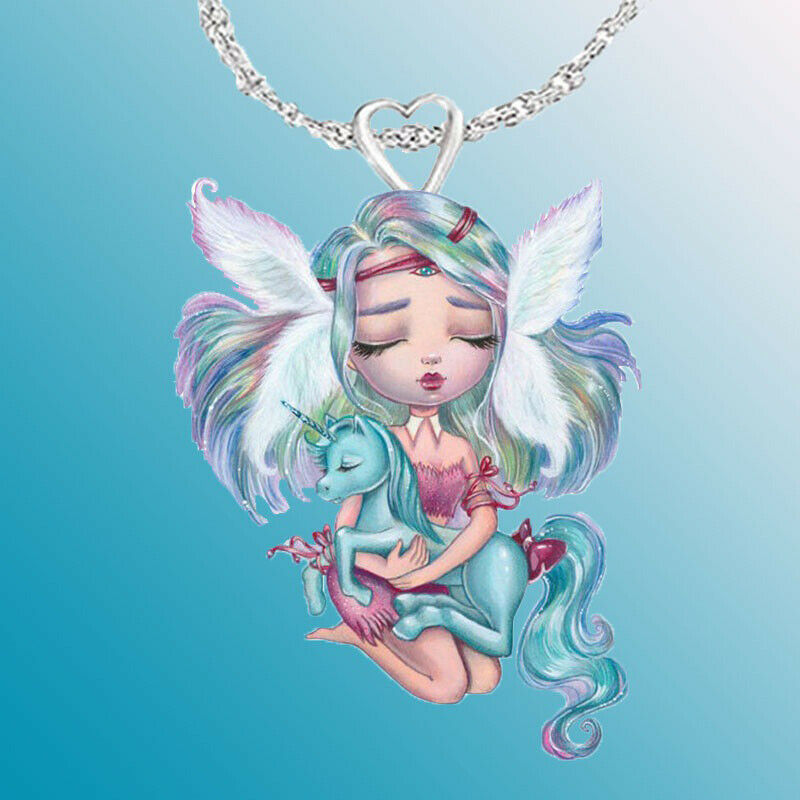 Angel Princess Crystal Peach Heart Necklace Engagement Love Anniversary G.l8