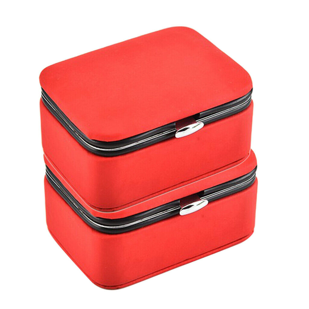 2 Pack PU Leather Jewelry Gift Box Pendant Earrings Trinket Storage Box Red