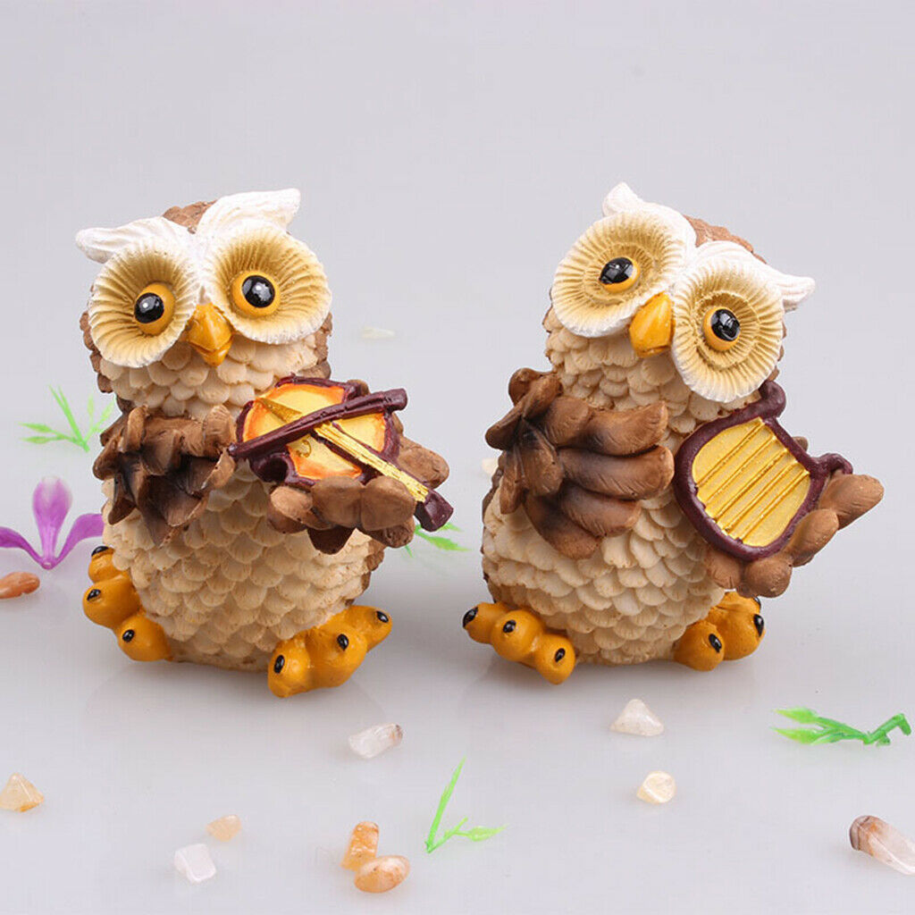 4x Owl Statue Garden Yard Lawn Decor Animal Sculpture Ornament Home Decor