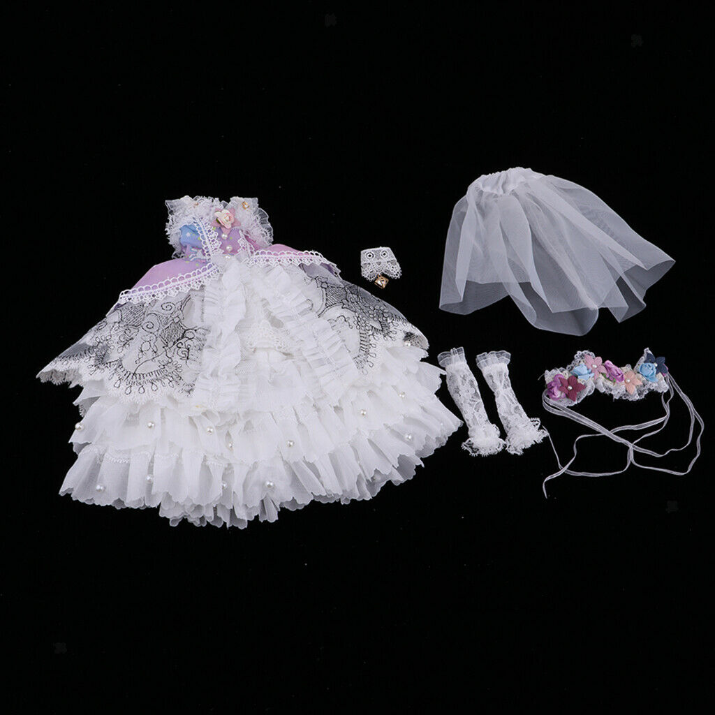 Fashion Evening Party Dress Skirt Lace Sleeves Necklace Garland For 1/4 BJD SD