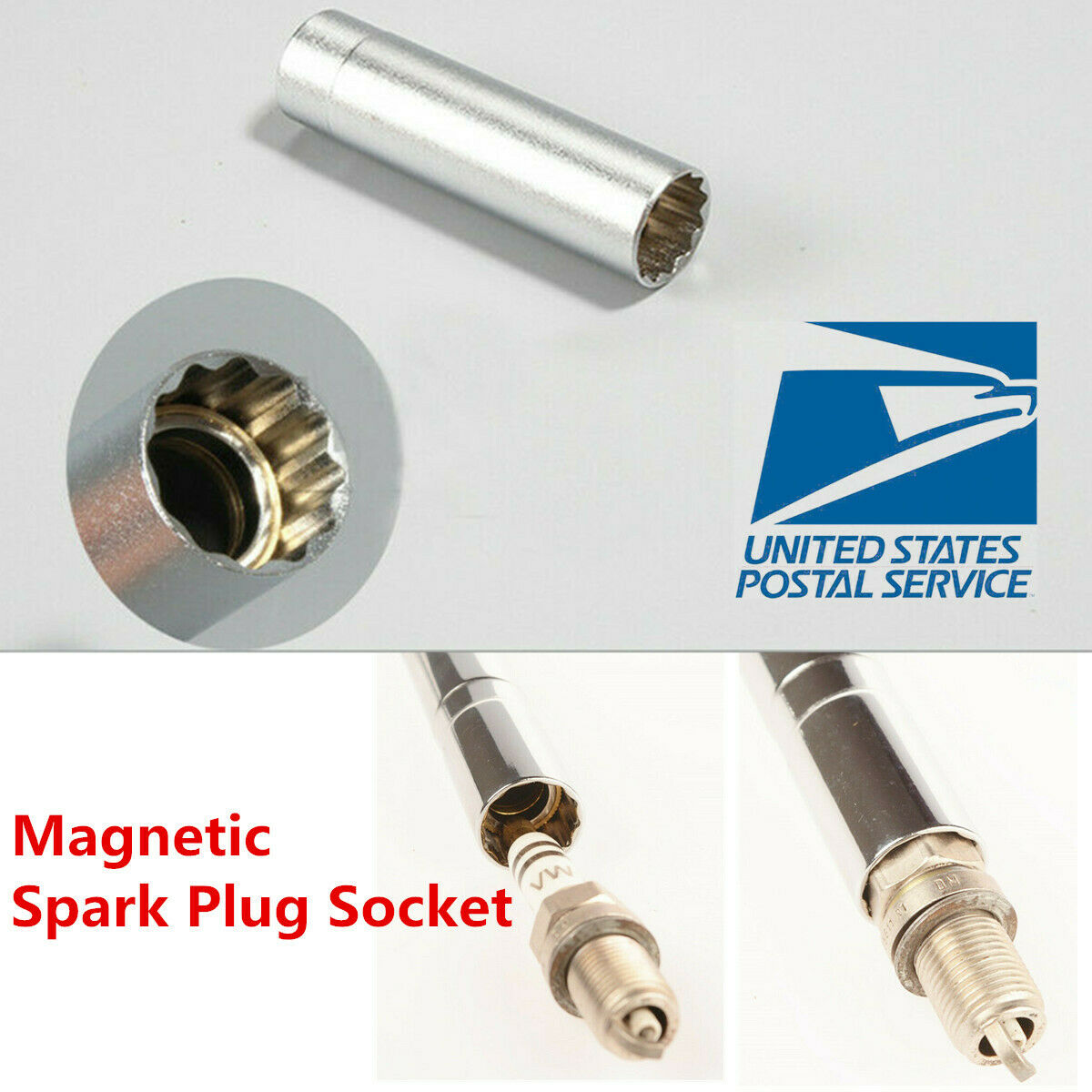 65mm Length Magnetic Socket Wrench Sleeve For 14MM 6 and 12 Angles Spark Plug