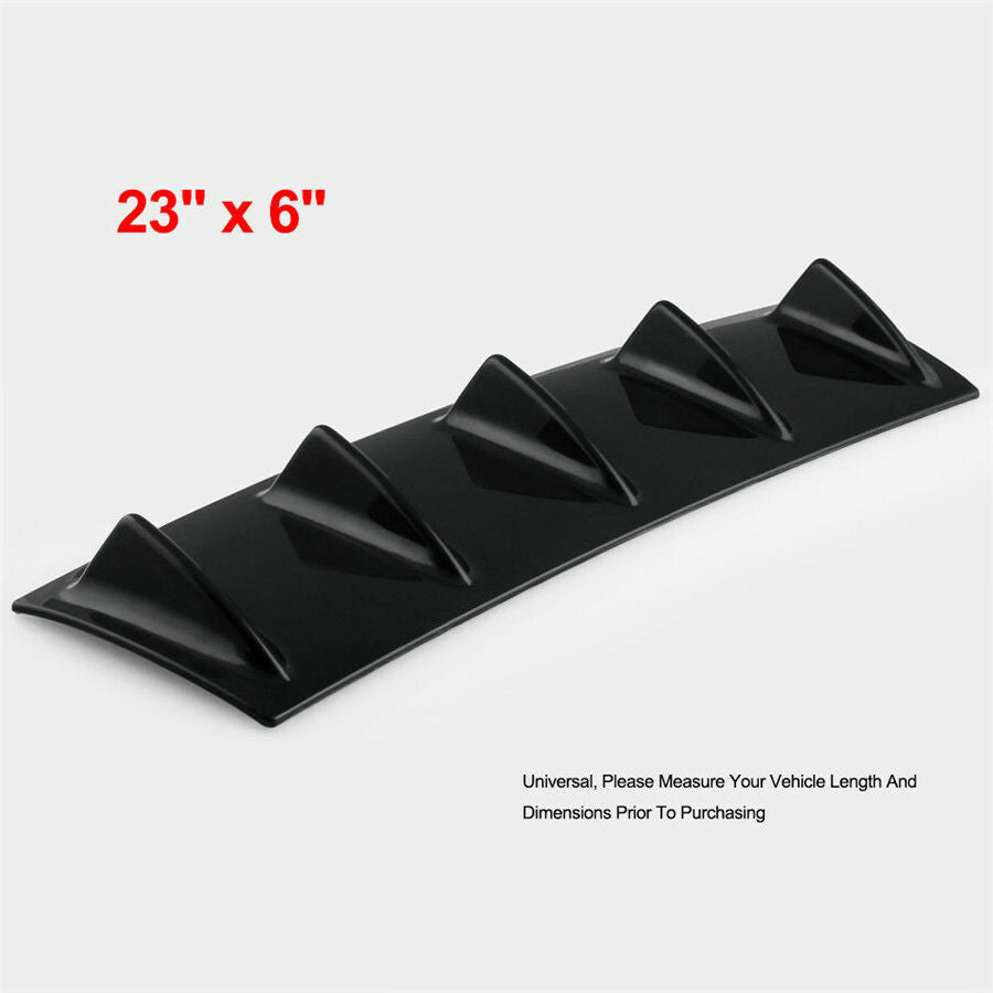 23''x6'' Universal Car Lower Rear Body Bumper Lip Diffuser 5 Shark Fins Spoiler