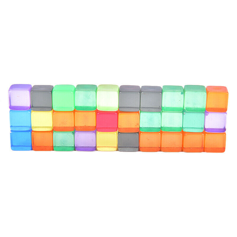 100Pcs 8mm Square Corner Colorful Crystal Dice Chess Piece Right Angle Dic r Tt