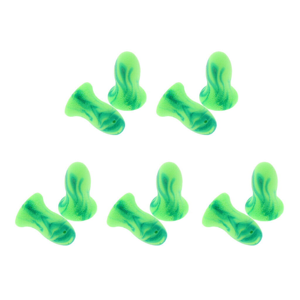 5 Pairs Soft Foam Ear Plugs Tapered Travel Sleep Noise Prevention Green