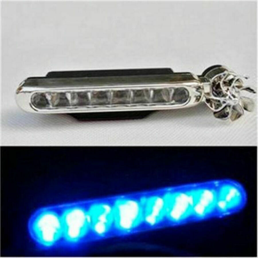 2PCS 8LED Wind Turbine Powered Car Auto Day Fog Exterior Lights Headlights Blue