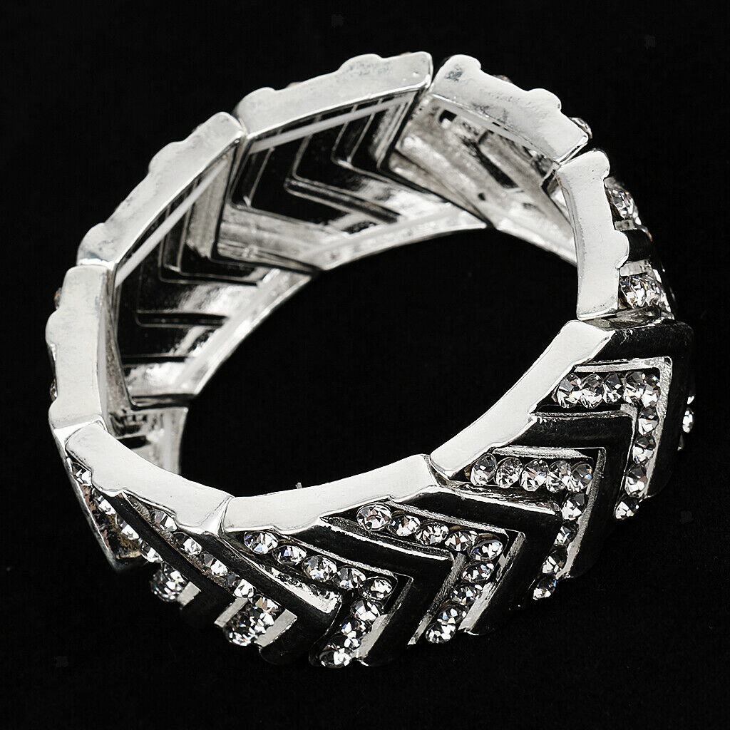 Crystal Rhinestone Elastic Bracelet Bangle for Wedding Bride Prom Girls