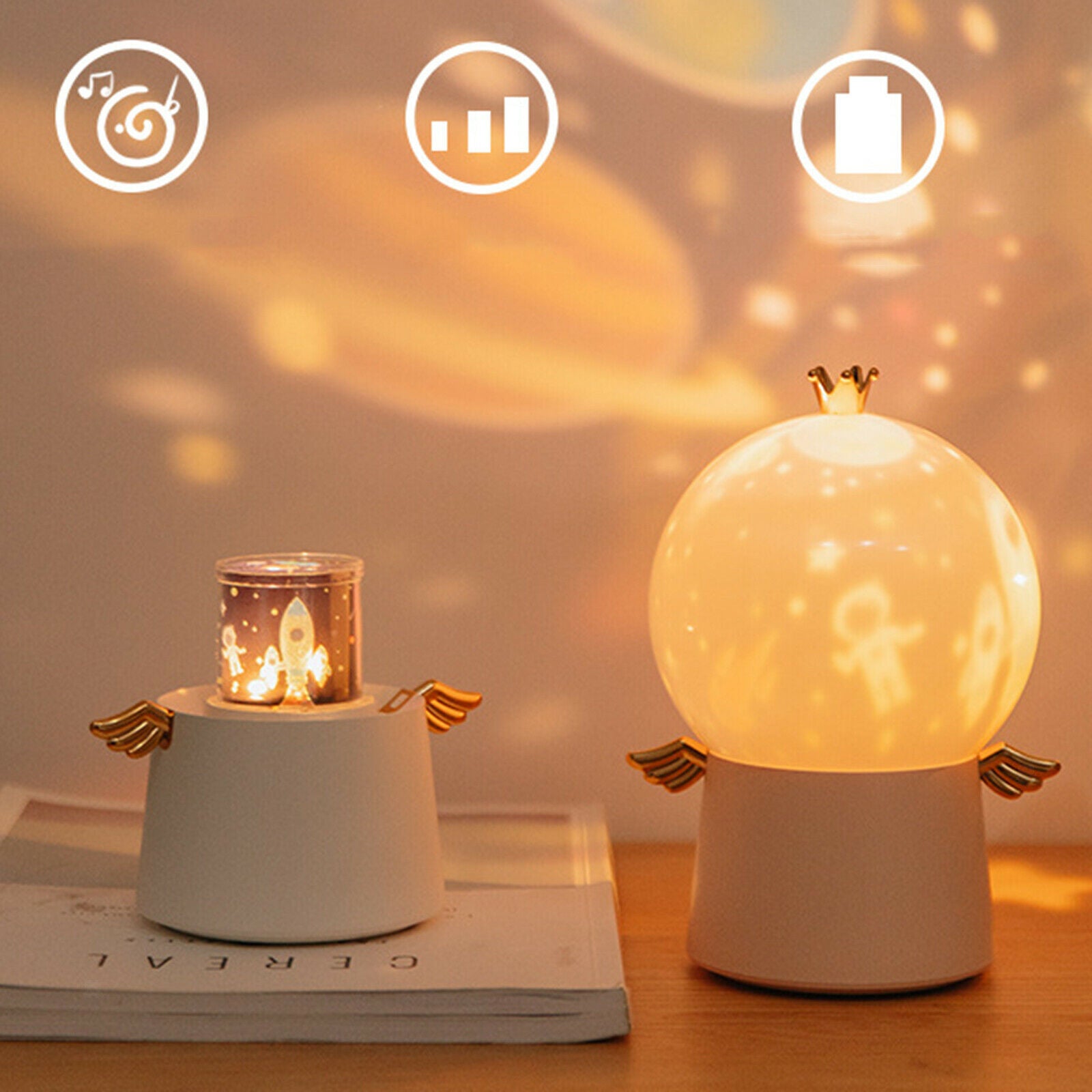 Night Lamp LED Galaxy Projector Light Creative for Kids Ambiance Bedroom white