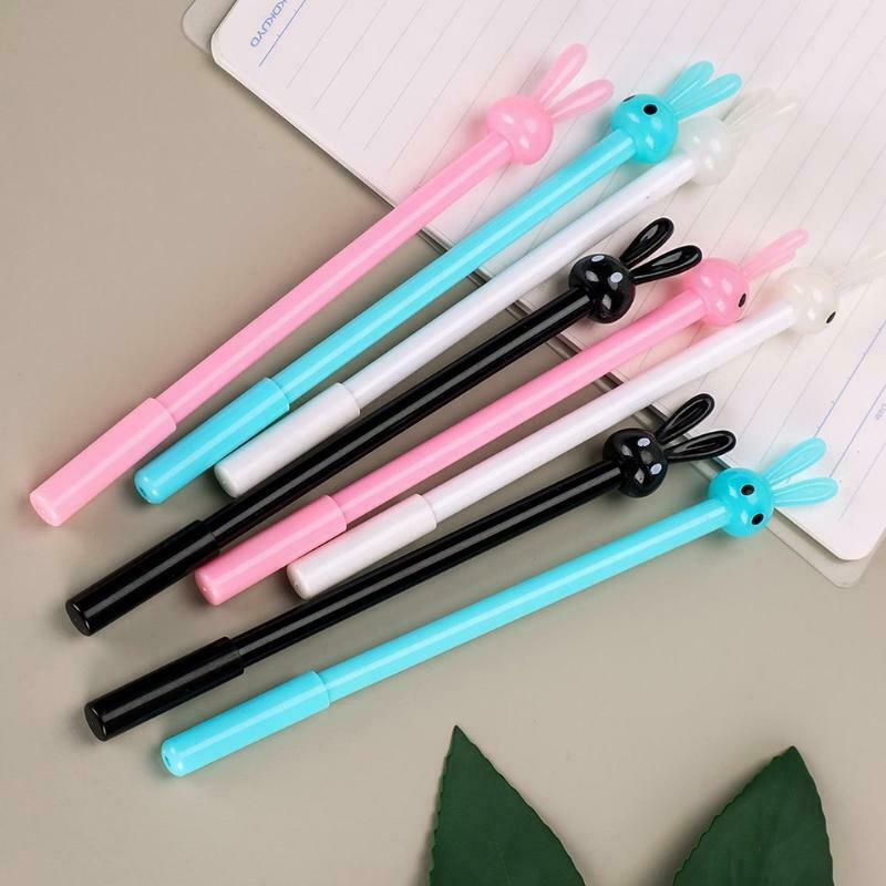 8 Pcs Lovelty Rabbit Black Gel Pen Cute Refillable Gel Pen Set 0.5mm Needle Nib