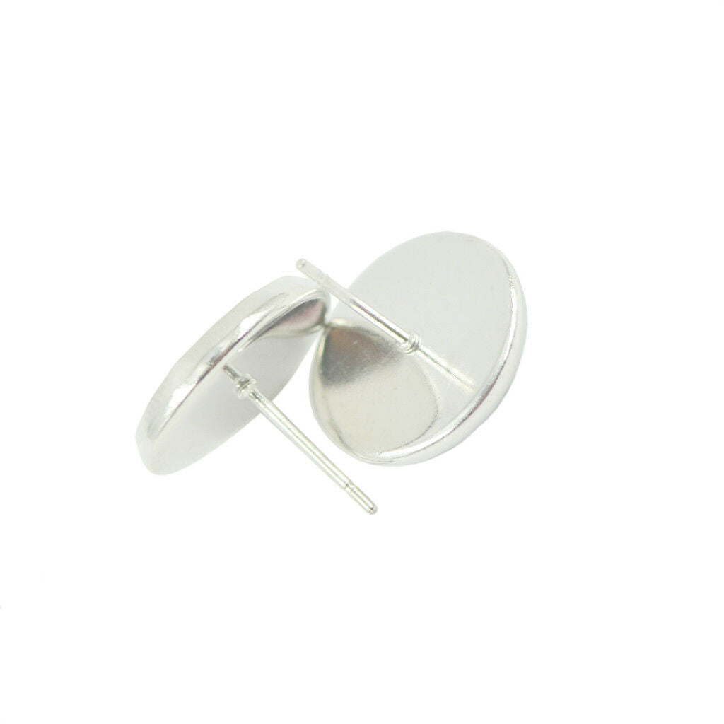 42 Pairs Earrings Tray Blank DIY Base Setting Stud Stainless Steel Pin Post