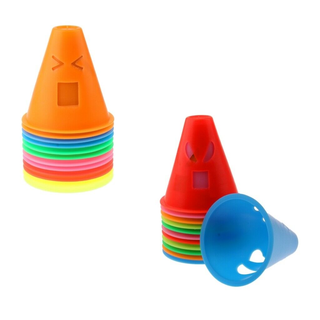 24 Pcs Mix Color Expressions Style Roller Skating Skateboard Cones Pile Cup