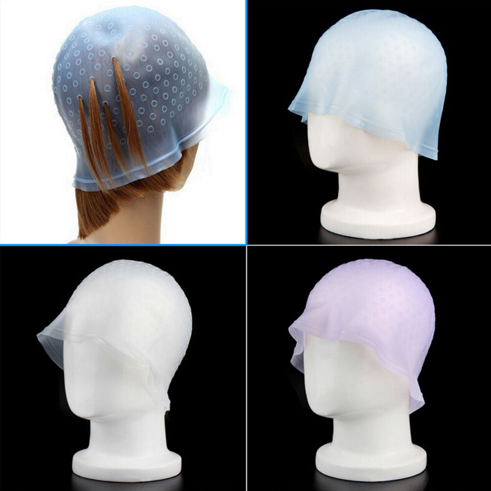 Great Reusable Rubber Hair Colour Highlighting Cap and Metal Hook TippingL LS