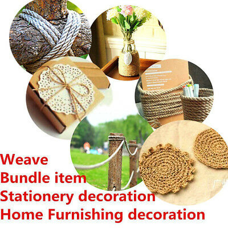 6mm Burlap Rope Twist Hemp Natural Linen Twine Jute Cord Craft String 20M