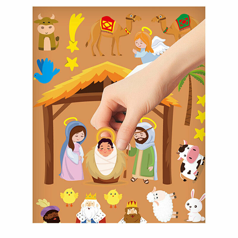 1 Set Children Cartoon Christmas Nativity DIY Scene Christian Manger Decorat KX