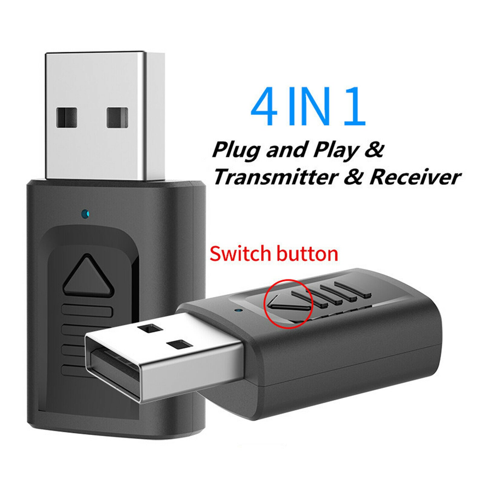 4in1 Bluetooth 5.0 Transmitter and Receiver Wireless 3.5mm Audio For TV Car