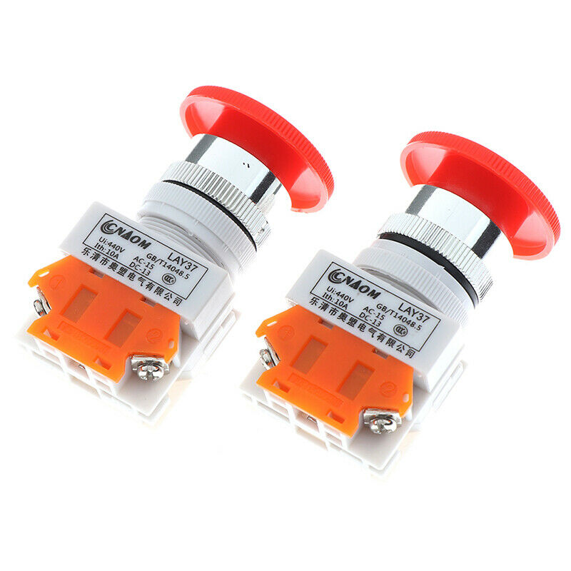 1Pc Red Mushroom Cap Normally Closed Emergency Stop Push Switch Button10A LAA WF