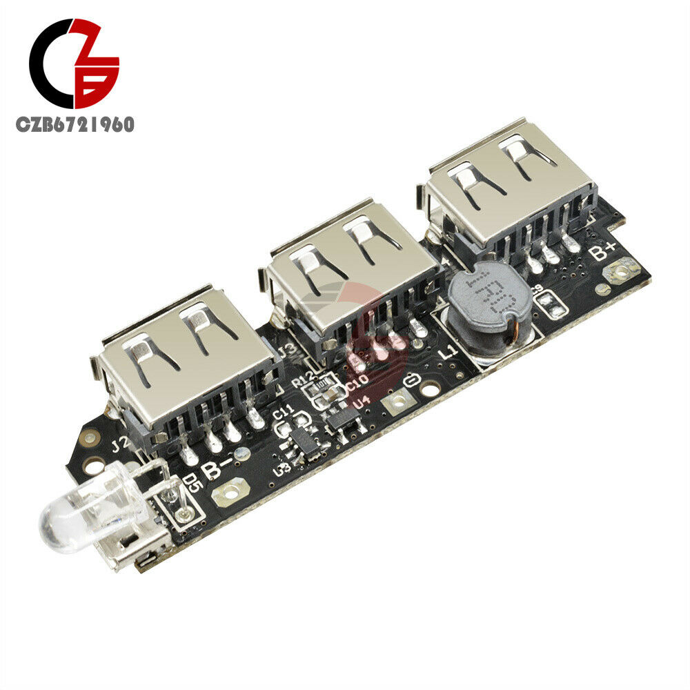 3 USB Power Bank Battery Charger Module Circuit Board Step-Up Boost 5V 2.1A