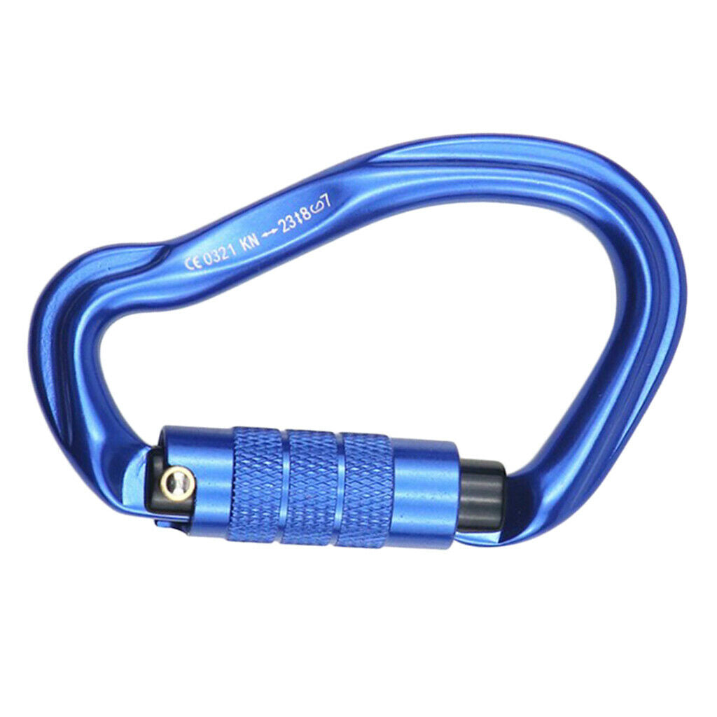 23kN Auto-Locking D Shaped Twist Lock Climbing 2 Pack Set Carabiner, Aluminum