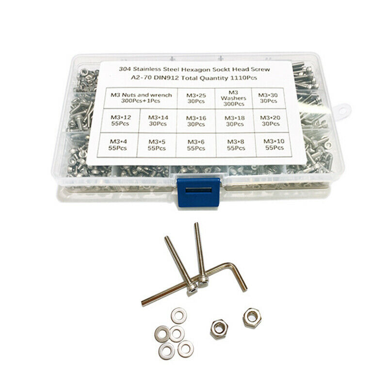 Flat Washer Nut Tightening and Fixing Hardware Hex Bolt Screw Sleeve 1110Pcs/box